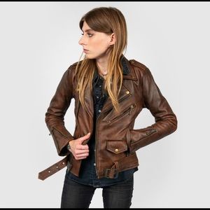 Genuine leather moto jacket